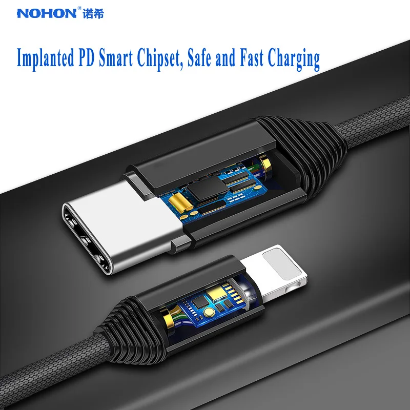 NOHON PD Type C USB Charger Cable For Apple iPhone X 8 8Plus Quick Charge Mobile Phone USB-C Nylon Data Sync Type-C Cable