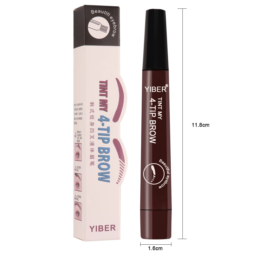 TINT MY 4-TIP BROW Waterproof Liquid Eyebrow Pencil Microblading Fork Tip Fine Sketch Eye Brow Tattoo Tint Pen For Eyebrows