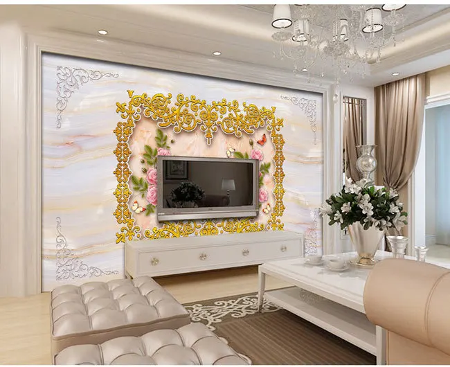 

Large mural living room bedroom study paper 3D Continental retro floral wallpaper backdrop