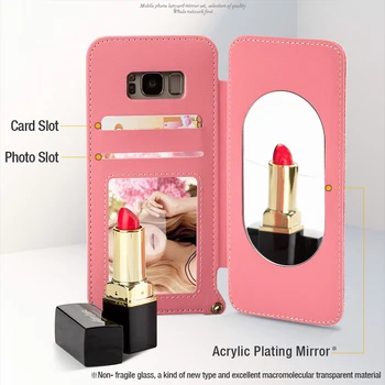 

Musubo Fashion Magnetic Denim Phone Cases for IPhoneXs 8 7 6s 6 Plus Wallet Flip Cover With Make-Up Mirror For Note8 S8 S8 Plus