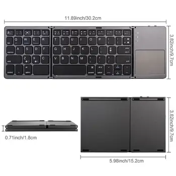 

Wireless Bluetooth Keyboard Foldable Touchpad USB Rechargable Portable for Windows IOS Android Phone Tablet PC Laptop Desk