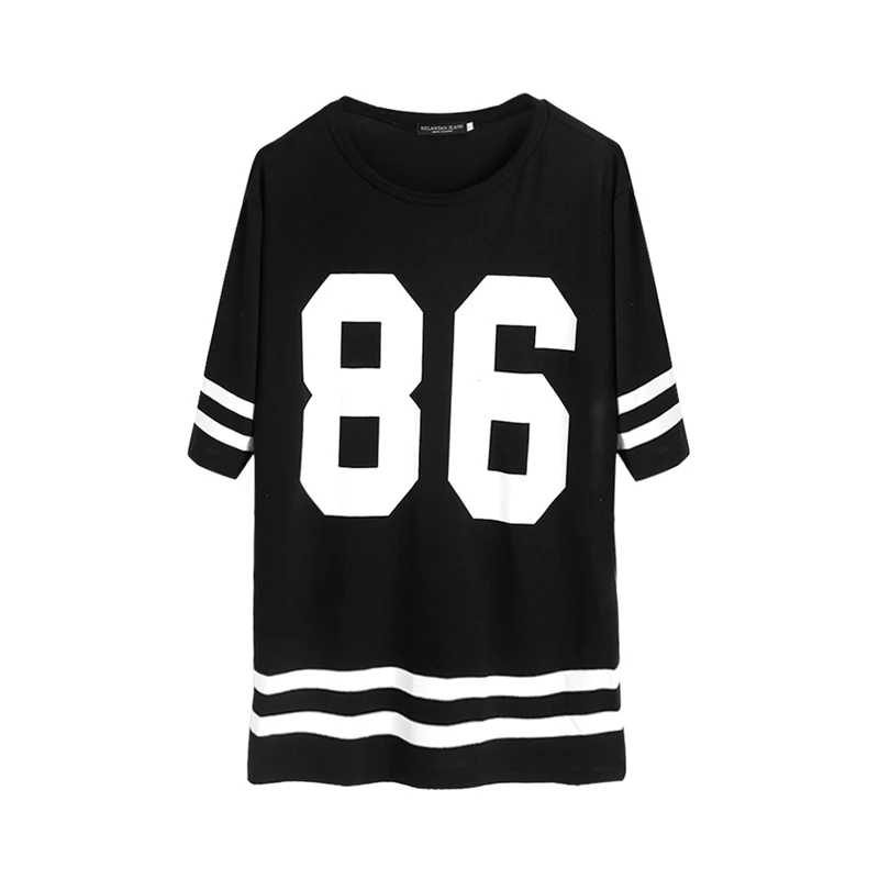 Harajuku Women Baseball Tee T shirt Top Varsity Loose D ress Number