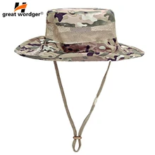 Для мужчин и женщин Спорт Boonie дышащая сетка военный, камуфляж, охота шляпа путешествия солнцезащитная Кепка походный котелок стиль шапки для рыбака