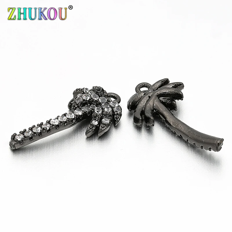 

10*19mm Brass Cubic Zirconia Tree Charms Pendants for Diy Jewelry Findings, Mixed Color, Hole: 1mm, Model: VD8