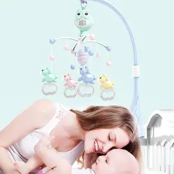 Новорожденных детская кровать колокол игрушка Вращающийся Музыка висит маленьких погремушка игрушки кроватки Mobile игрушка держатель 360