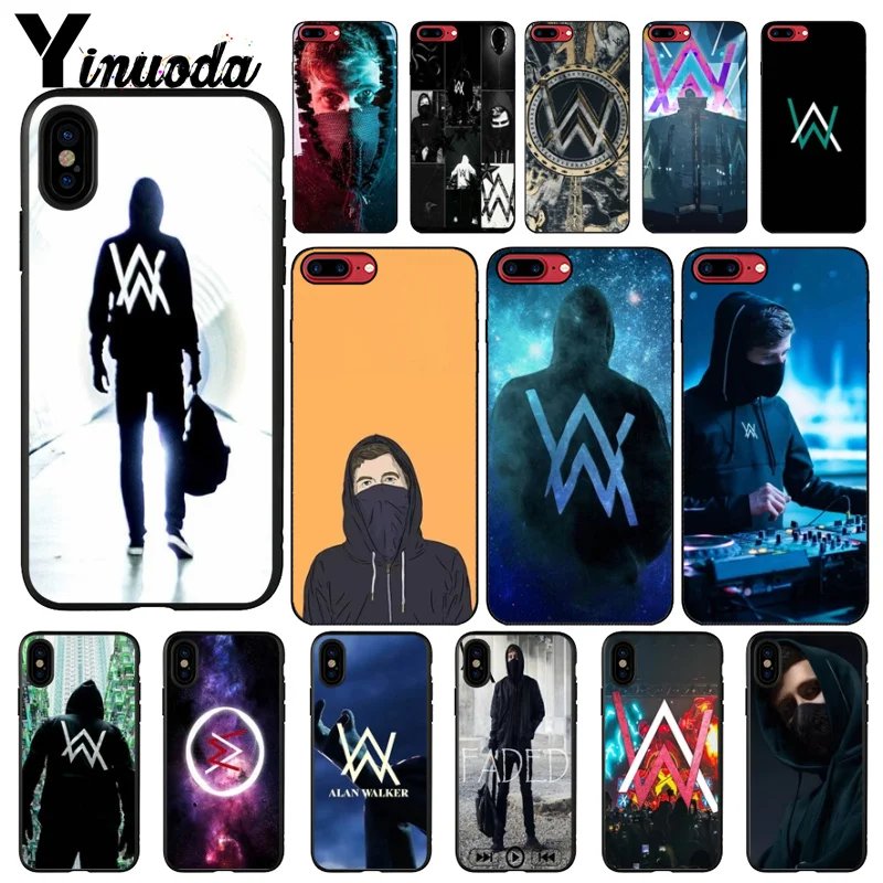 

Yinuoda Alan Walker Black TPU Soft Silicone Phone Case Cover for iPhone 7 7plus 6S 6plus 8 8Plus X Xs MAX 5 5S XR
