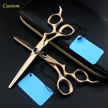 

Custom professional japan 440c 6 inch gold gem hair scissors cutting makas barber thinning shears haircut hairdressing scissors