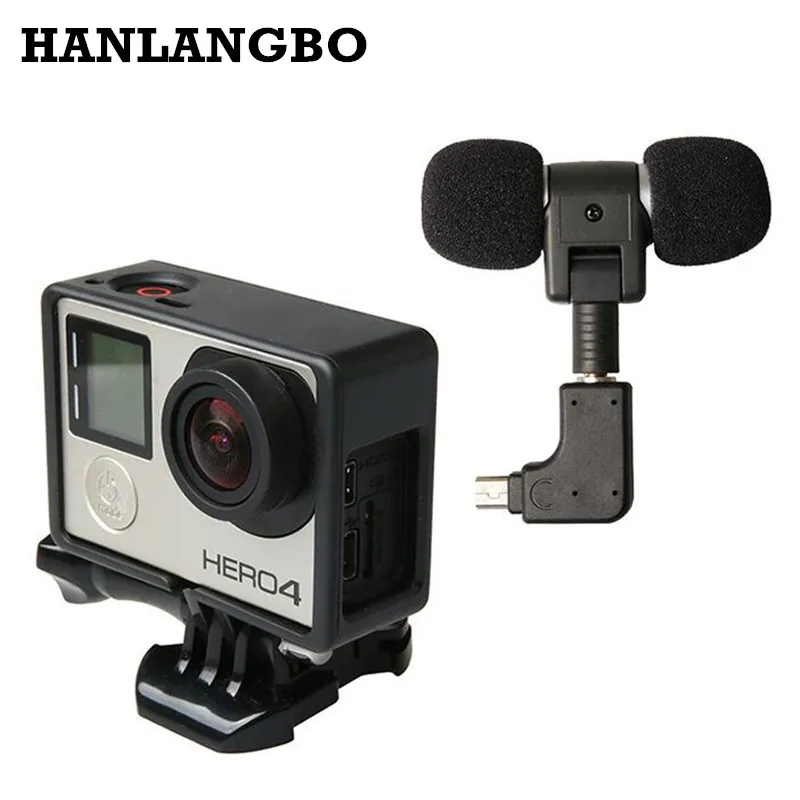 

Mini Stereo Microphone For Gopro Hero 4 3 Accessories Protective Frame Case Mount For Go Pro Action Camera 3.5Mm No Noise Mic