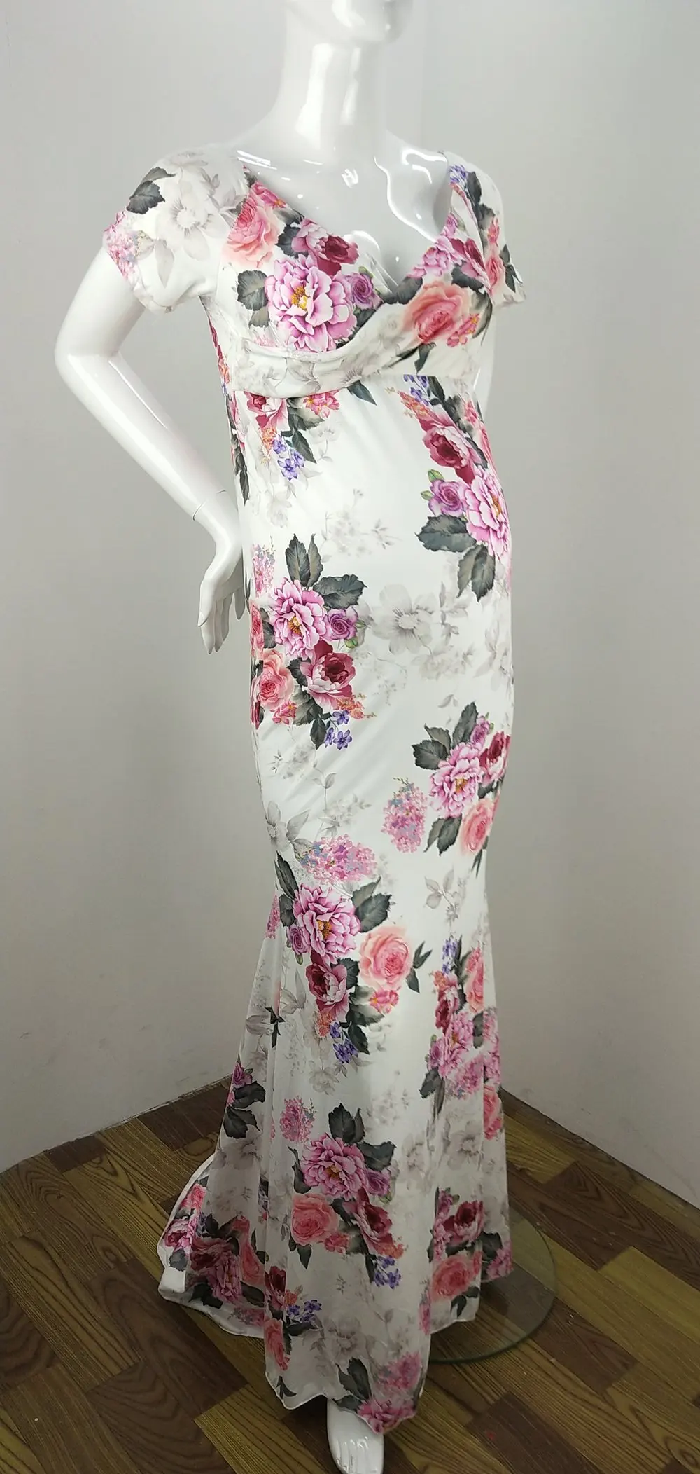 New Floral Maxi Maternity Gown For Photo Shoots Long Maternity Photography Props Pregnancy Dress Sexy Pregnant Dresses For Women (19)