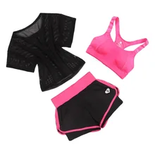 Летние для женщин Йога 3 шт. костюм Бодибилдинг Спортивная одежда Комплект из трех предметов для бега, тренировок, йоги упражнения наборы для ухода за кожей