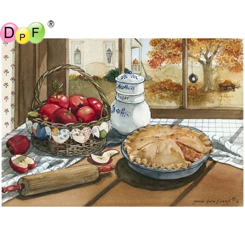 DPF DIY Apple пицца 5D ремесла Алмазная вышивка домашняя искусственная квадратная