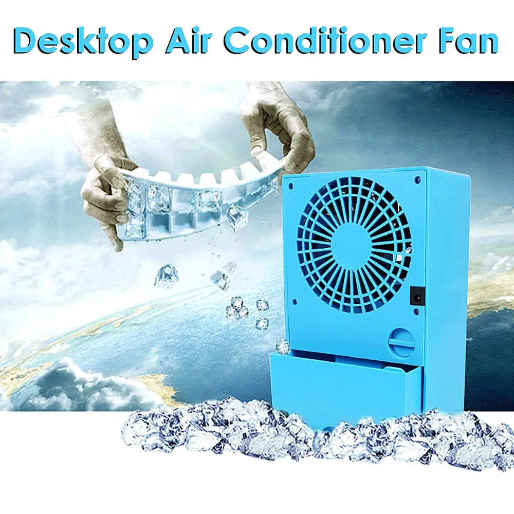 2018 Mini escritorio aire acondicionado refrigeración humidificación enfriador de aire azul/blanco Ventilador portátil Ventilador fuerte viento en Stock