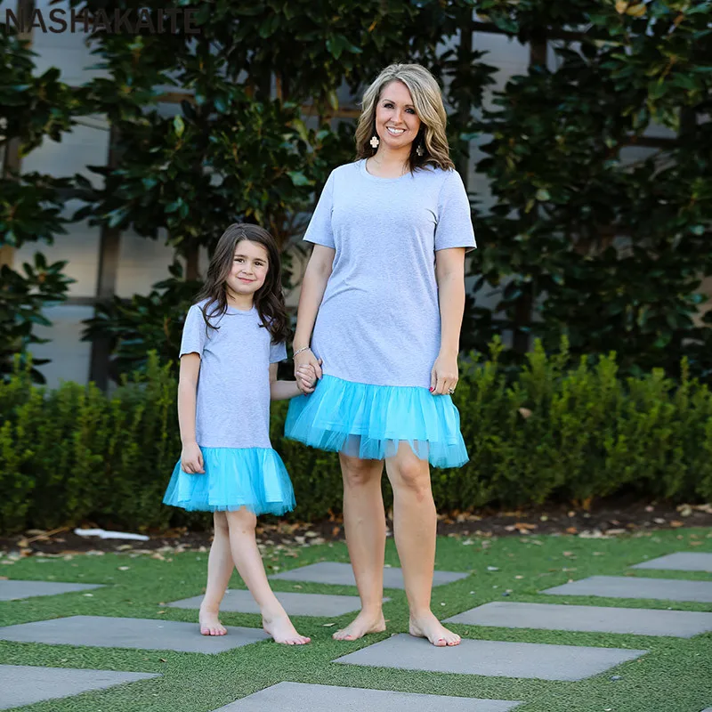 NASHAKAITE/платье для мамы и дочки; повседневное кружевное мини-платье с круглым вырезом в стиле пэчворк; одежда для мамы и дочки; семейный образ; платье