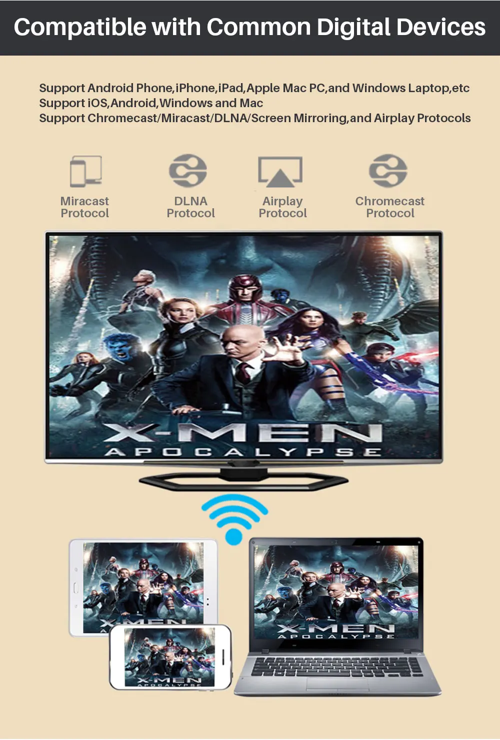 Miracast TV Stick AnyCast для Netflix DLNA Airplay Mirascreen Android HDMI беспроводной WiFi приемник для ТВ-тюнера медиа стример
