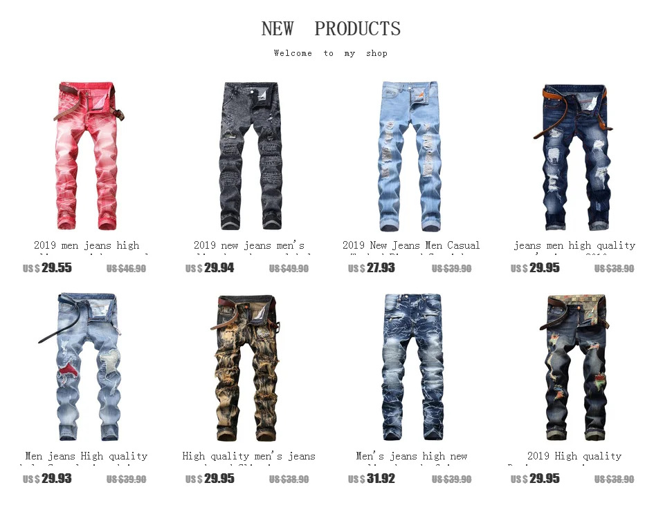 2019 Высокое качество Бизнес Мужские джинсы повседневные Прямые рваные джинсы Новые мужские джинсы с принтом homme джинсы для мужчин