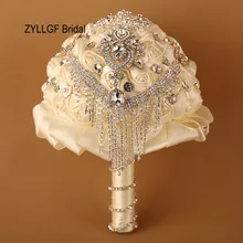 Zyllgf Sparkly роскошные невесты Букет Кристалл Букеты свадебные искусственные атласные Свадебные Холдинг Цветы из Китая WF7