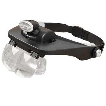 

1set Dental Lab Magnifying Head Loupe w/ 4 Lenses and 3LED Light