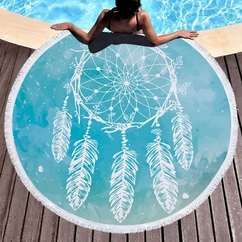 

Hot Sale Microfiber Dreamcatcher Printing Summer Round Beach Towel Yoga Mat with Tassel 150*150cm 330g/460g/ 540g
