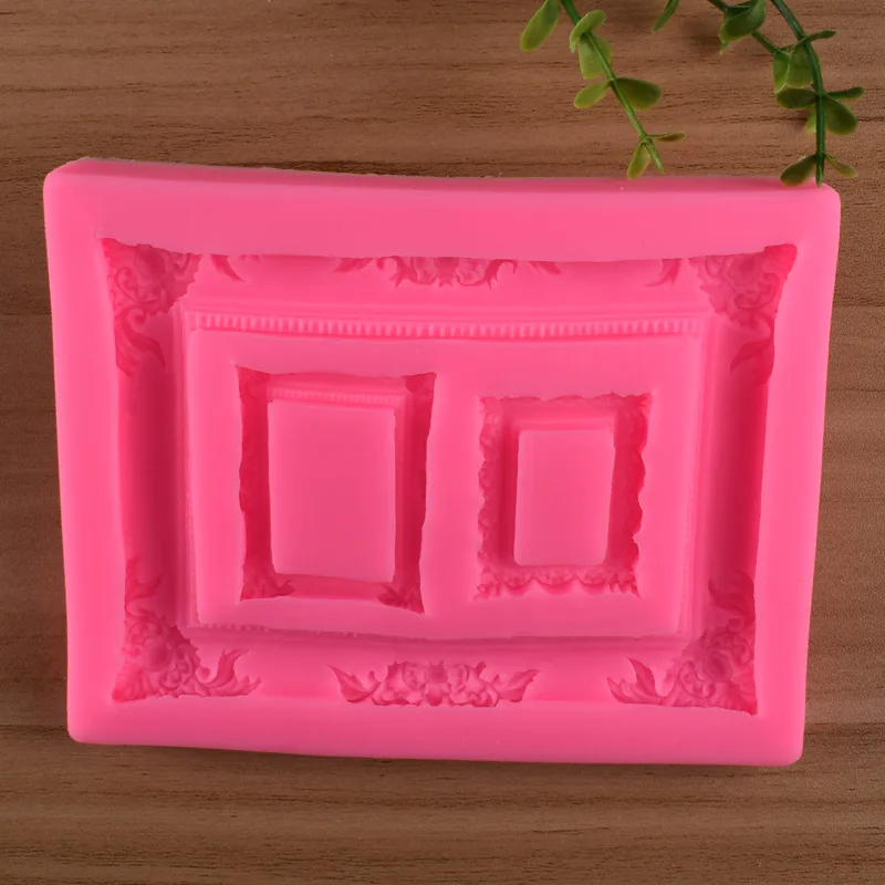 3 Even Big Retro Relief Mirror Frame Silicone Moulds 3D Chocolate Party Cake Decorating Tools DIY Baking Fondant Silicone Molds4