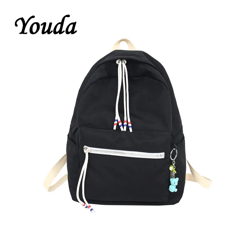 

Youda Cute Solid Color Backpack College Style High School Female Student Schoolbag Women's Portable Light Backpacks Shoulder Bag