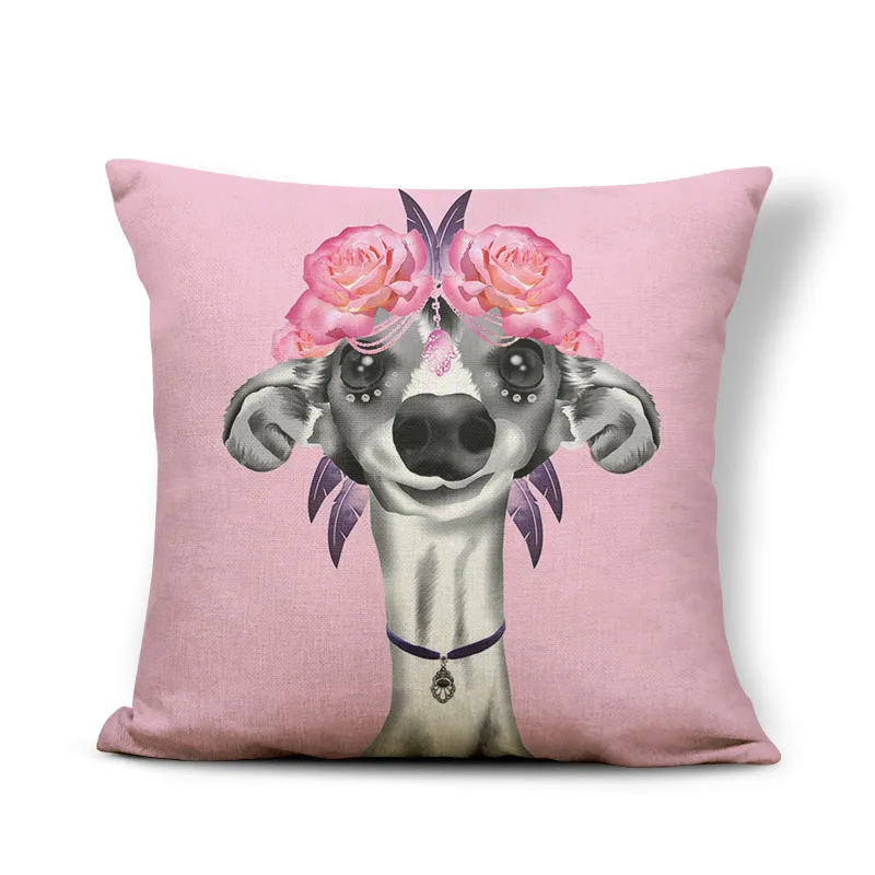 Greyhound Cushion I Love Dog Cover Pillow Keep On Smile Rose Country Style Settee For Teen Throw Pillow Cover 43Cm Burlap Famous
