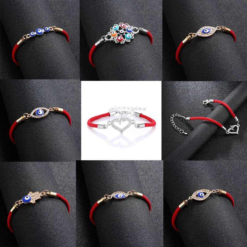 

New Simple Love Frequency Bracelet Women Colorful Lucky Eye Fatima Hand Bracelet Party Gifts Women Fashion Accessories