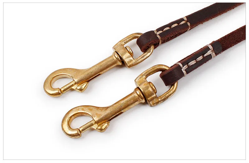 SYDZSW Pet Supplies Genuine Leather Dog Leash Wholesale Grade Copper Hook Large Dog Leash Labrador Shepherd Dog Products 0.8cm3