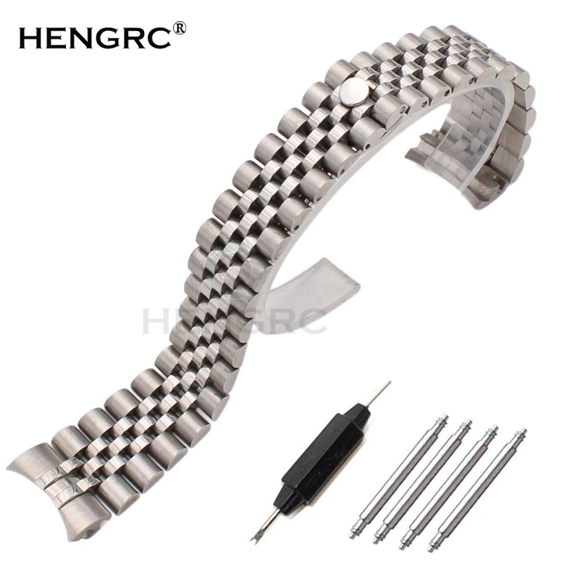 Kopen Roestvrij Stalen Horloge Band Band 20mm Mannen Metalen Horlogebanden Gebogen End Zilver Mode Vrouwen Solid Link Armband Accessoires