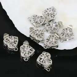 Exquisite silver-color heart shape 11mm hollow clasps hooks for women men diy jewelry fashion accessories findings 5pcs B2854