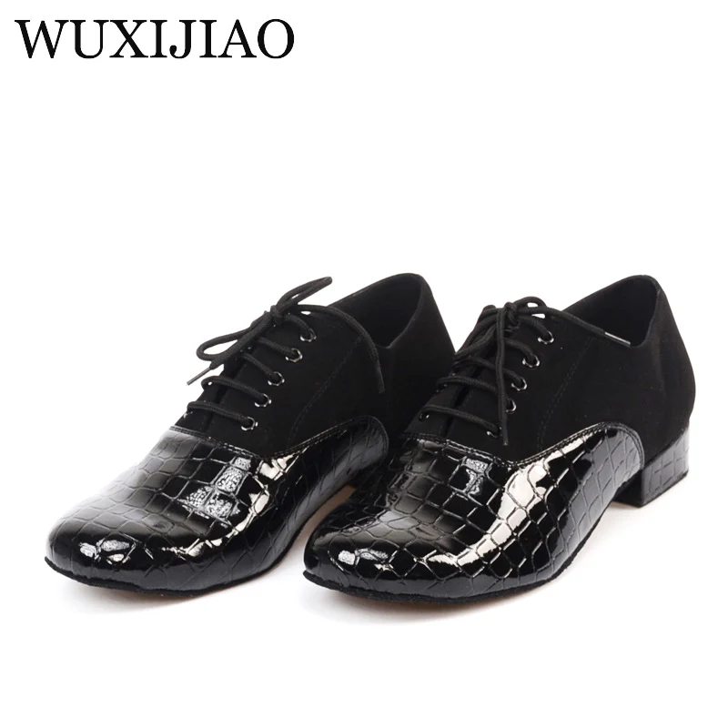 WUXIJIAO men's Crocodile print PU Latin dance shoes modern dance shoes  Ballroom dancing shoes Square friendship party shoe
