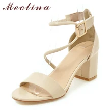 Meotina Femmes Sandales D’été À Talons Hauts Sandales À Bout Ouvert Bride à La Cheville épais Talon Sandales Boucle Sangle Dames Chaussures Plus La Taille 11 45