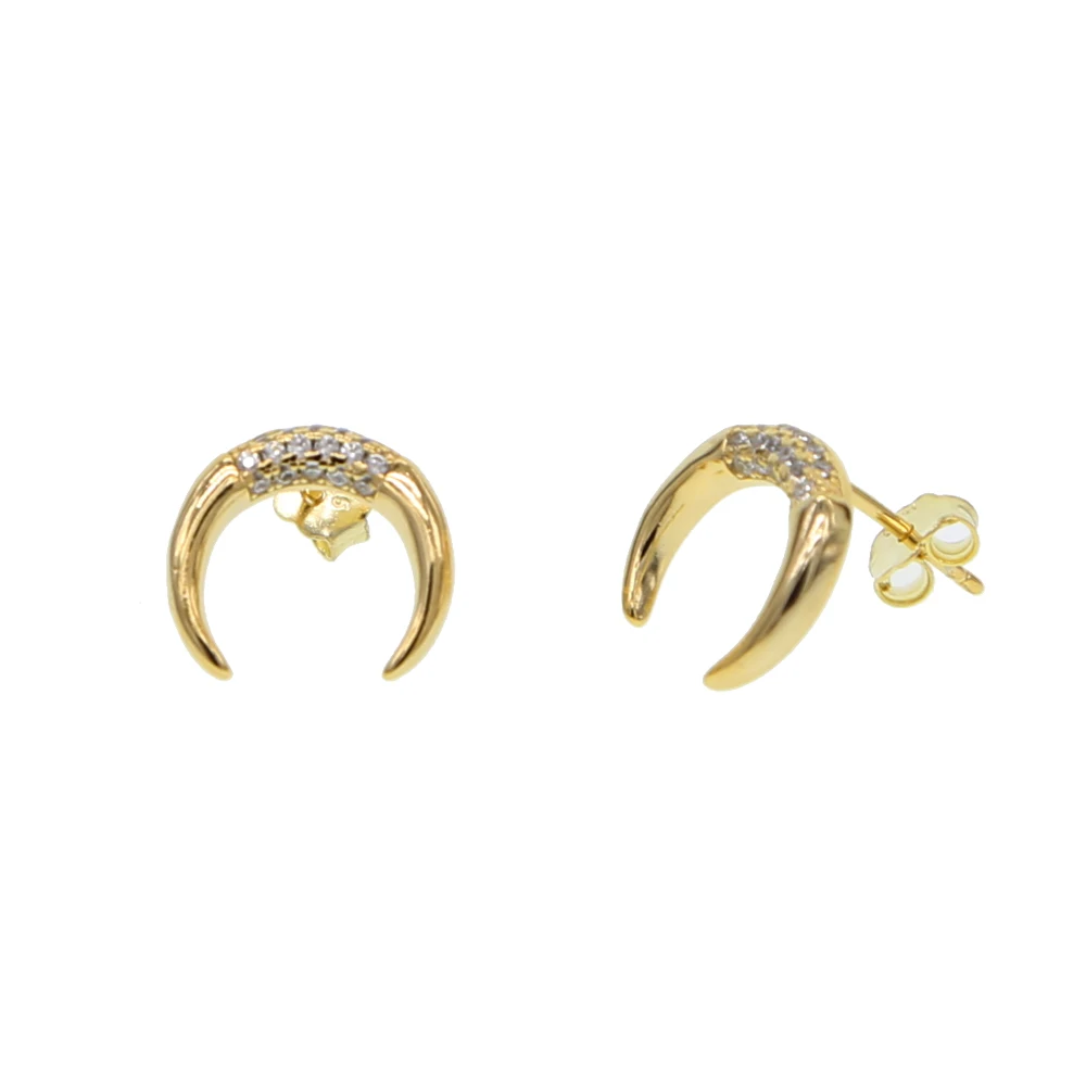 Crescent Moon Stud Earrings 925 Sterling Silver