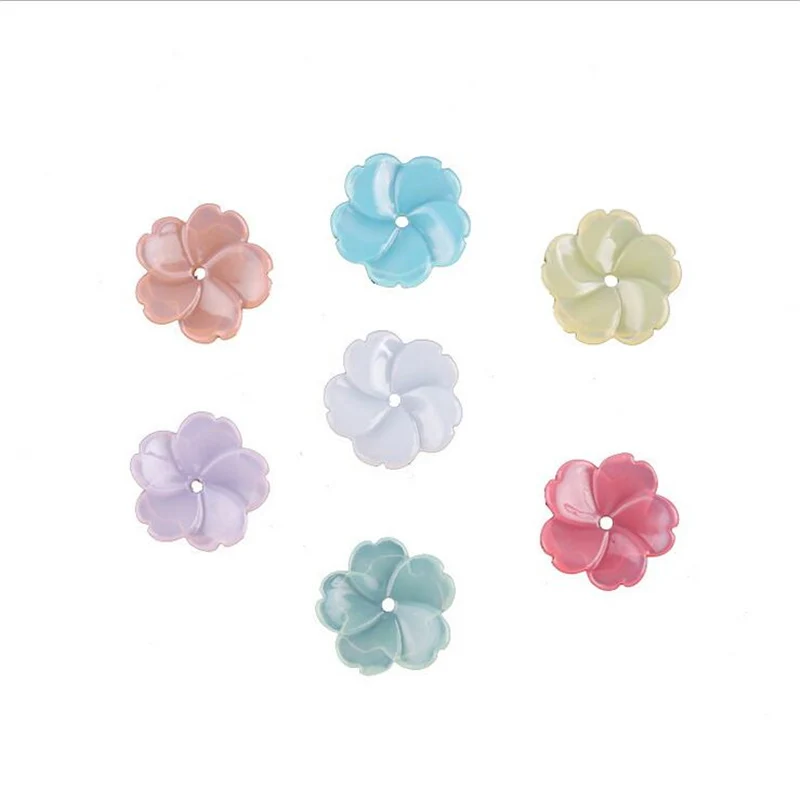 

50pcs/lot 12mm resin flower beads for diy hair clip Hairpin jewelry making handmade accessories material loose beads with hole