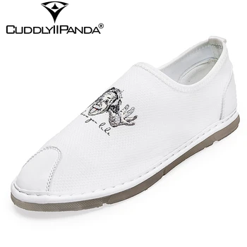 

CuddlyIIPanda 2019 Summer Air Mesh Casual Shoes Cool Men Sneakers Hand-painted Albert.Einstein Breathable Loafers Zapatos Hombre