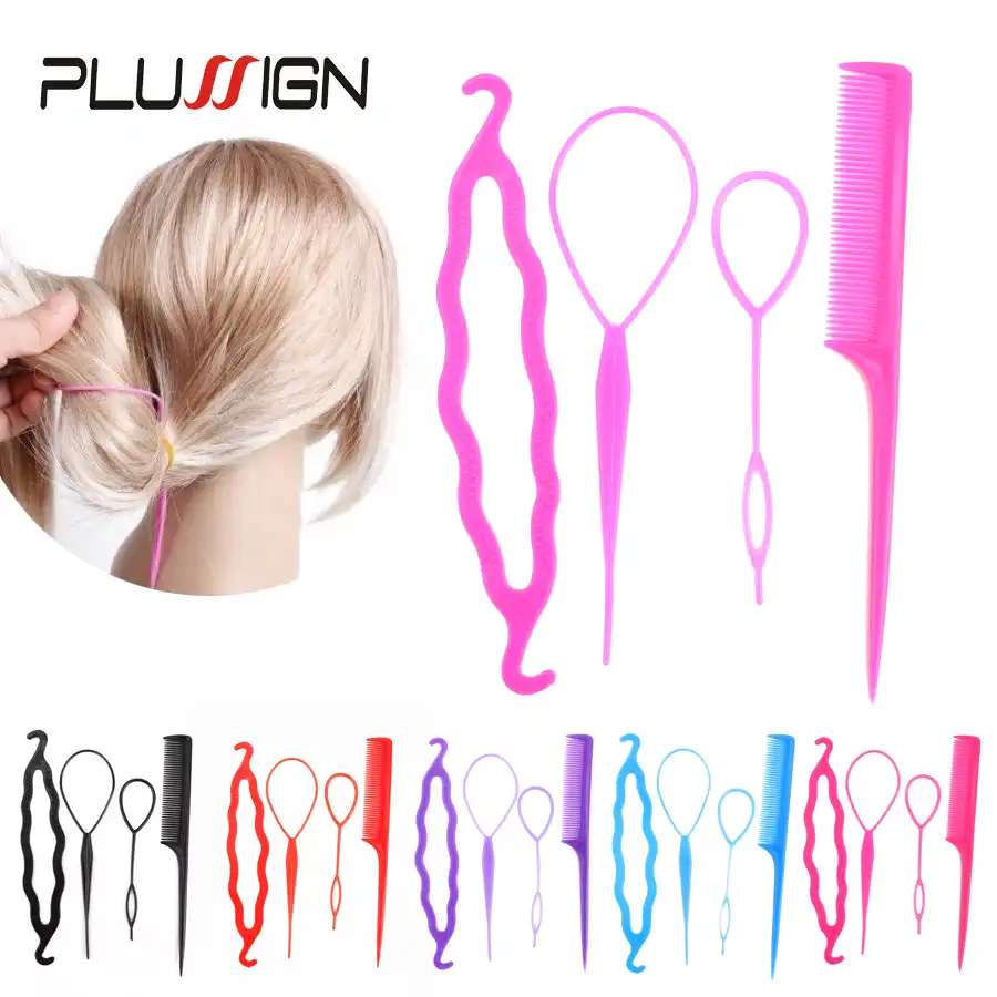 Modnye Aksessuary Dlya Pleteniya Kos 4 Sht Kompl Ostryj Hvostik Greben Zakolka Dlya Hvosta I Bulochka Dlya Volos Francuzskij Tvist Volshebnaya Pricheska Aliekspress