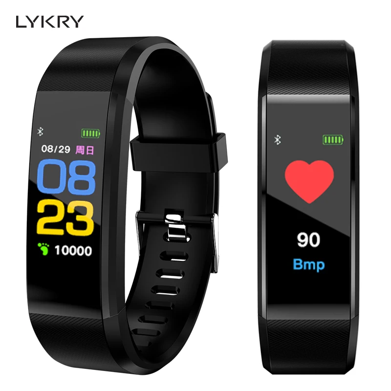 

LYKRY 115 Plus HR Smart Bracelet Fitness Tracker Heart Rate Blood Pressure Monitor Call Message Reminder Smart Band PK Mi Band 3