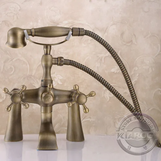 Bathroom Clawfoot Bathtub Faucet Hand Shower Deck Mounted Three