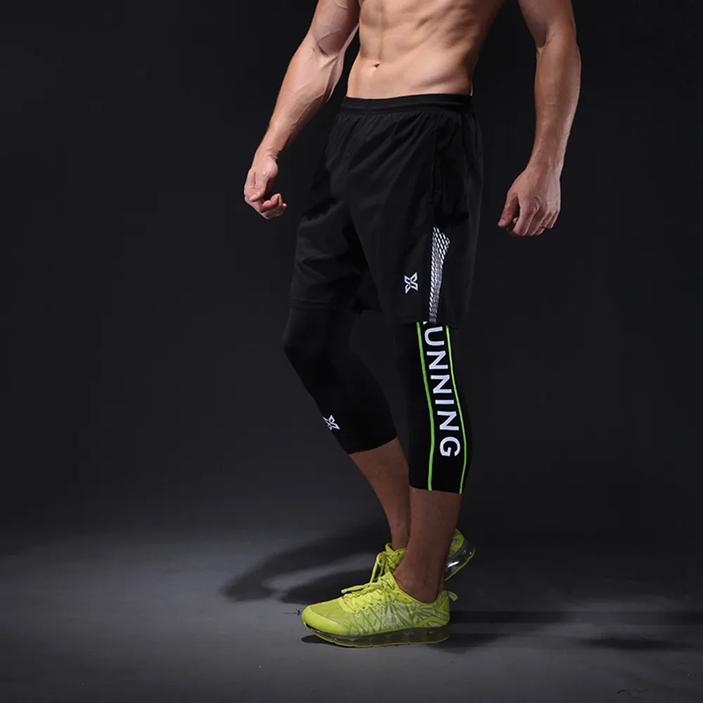 

New 2 Pcs Shorts pant Leggigs Men Sports Suits Running Clothes Compression Tights Gym Fitness Basketball Quick Dry Breathable