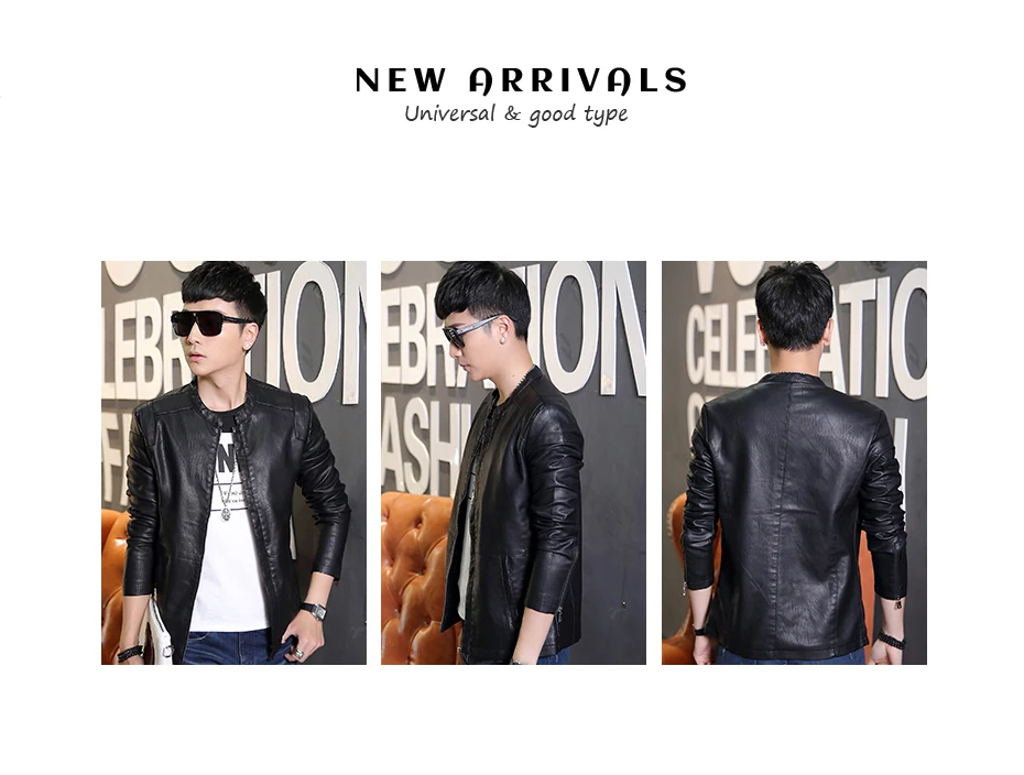 pu leather jacket men
