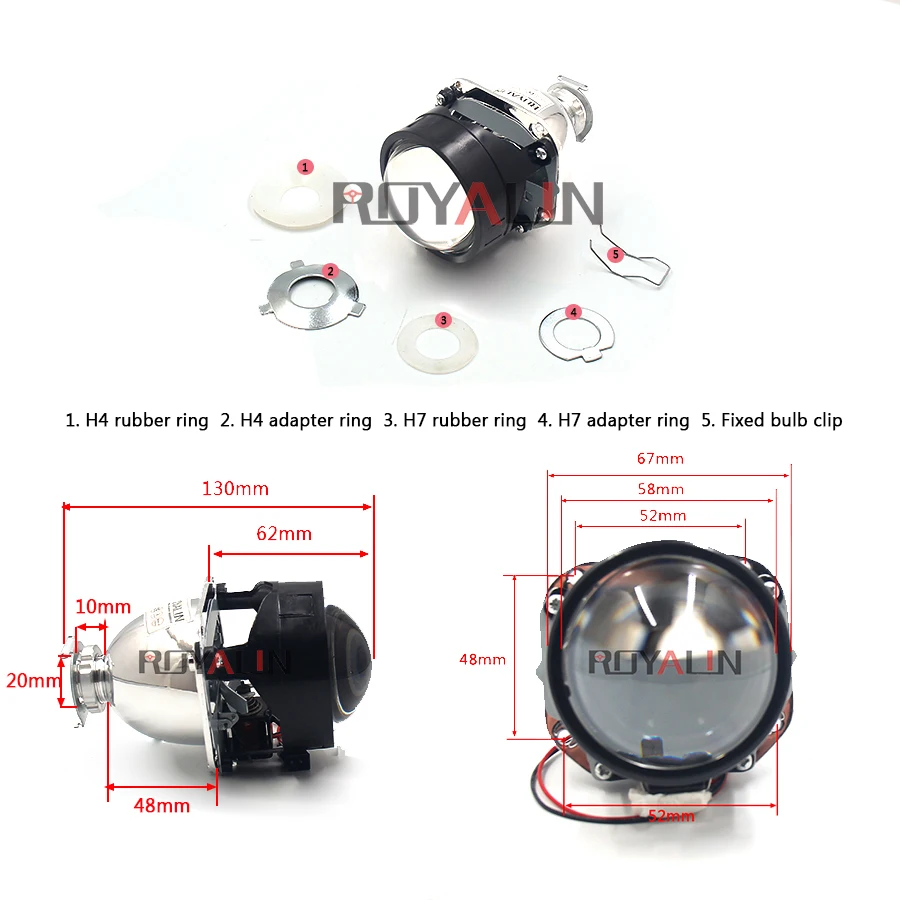 Kaufen ROYALIN Bi Xenon HID H1 Mini Projektor Objektiv 2,5   Auto Scheinwerfer Halogen Objektiv Hallo Lo Strahl für H4 h7 Auto Styling Bulb Retrofit DIY