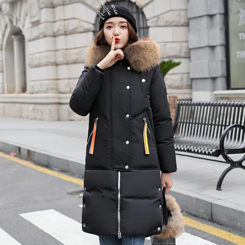 Высококачественная женская зимняя куртка с капюшоном и меховым воротником, теплое плотное Женское пальто, длинная парка, Mujer Invierno