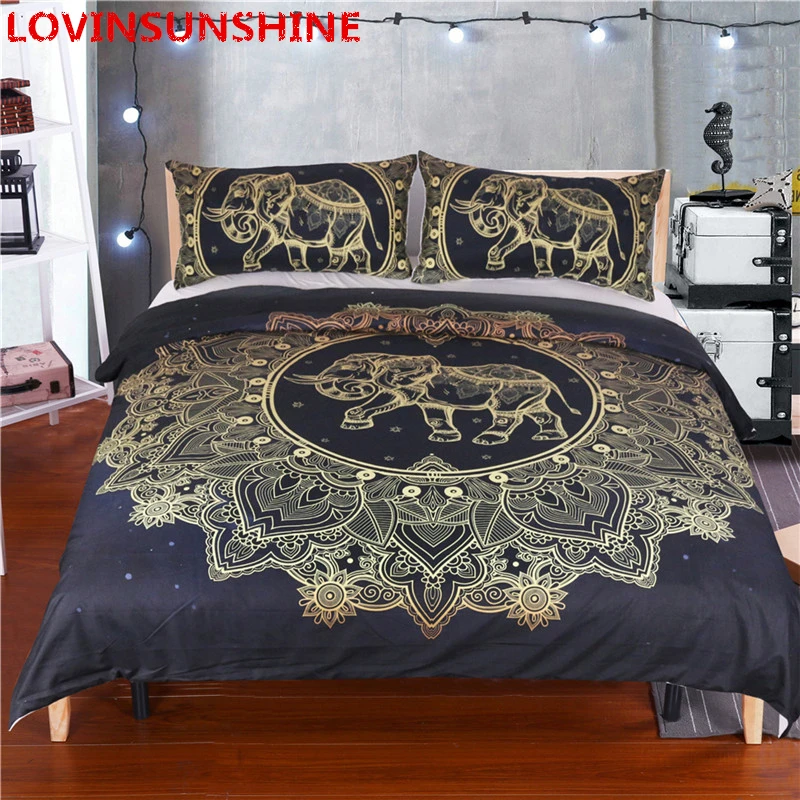 LOVINSUNSHINE Bronzing Mandala Elephants 3D Bedding Sets Duvet Cover