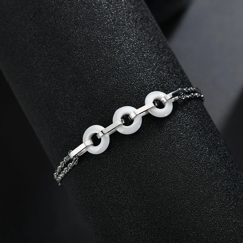 ELSEMODE антиаллергенные женские круглые очаровательные твердые керамические простые браслеты нержавеющая сталь 316 L черный белый керамический браслет - Окраска металла: 178
