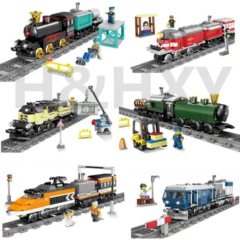 

DHL IN STOCK H&HXY 98230-98235 02010 02008 02009 21011 02117 02118 Battery Powered Trains Building Block Sets model Toys gifts