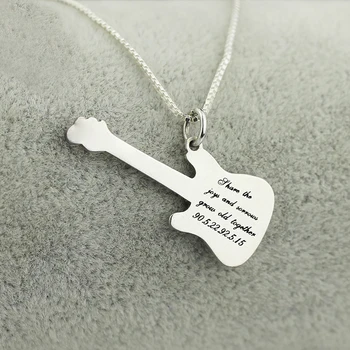 

2018 Hotsale Women Music Jewelry Valentine's Day Gift Custom Words / Patterns Handwriting Accepted Guitar Necklace YP3226