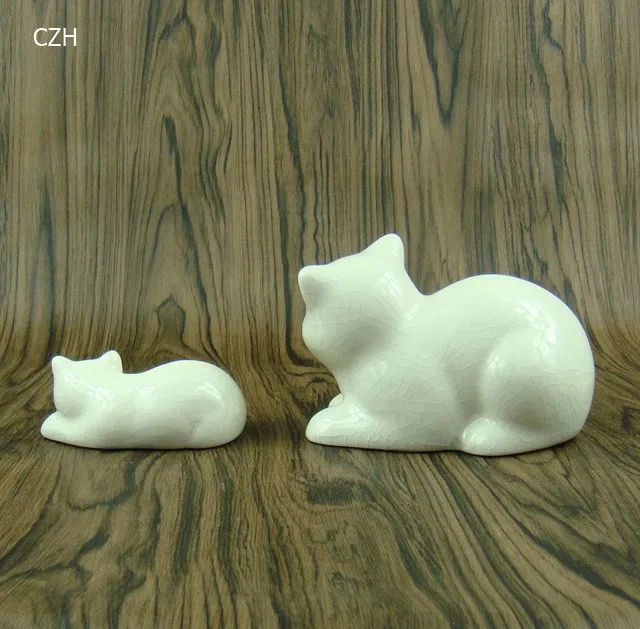 Фарфоровая статуя кота для мамы и ребенка Crackle Глазированная керамика Kitties модель скульптуры Декор ремесленные украшения аксессуары