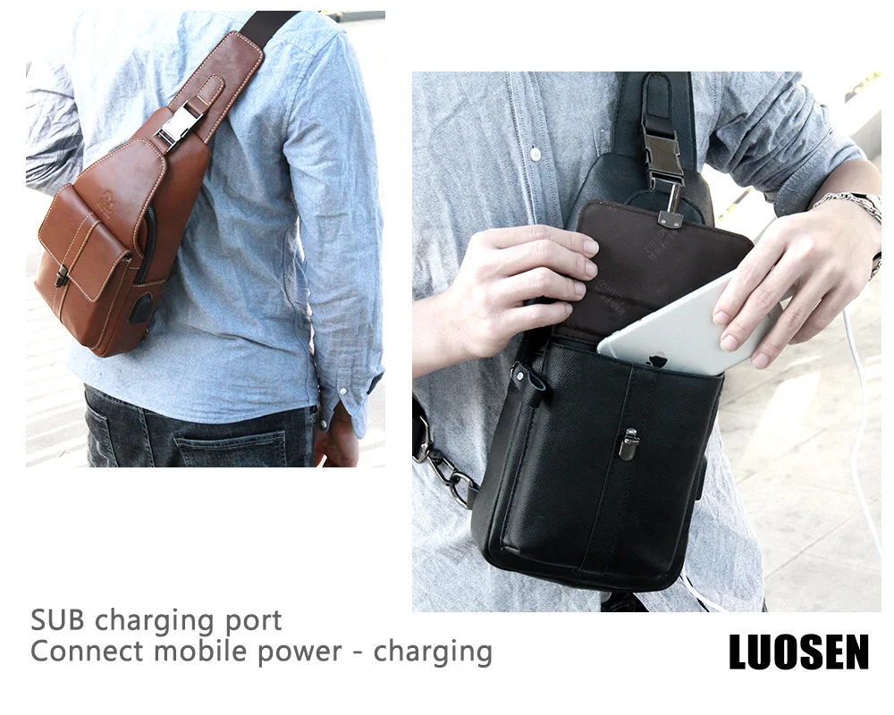 Laoshizi luosen crossbody saco de peito de