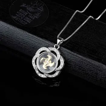 

Flower Pendant Necklace Zircon Paved Lucky Tiny Rotatable Windmill Gold Silver Color Copper Women Jewelry Dropshipping Wholesale