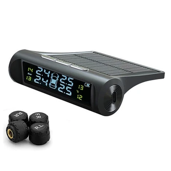 

MYLB-Solar Power Car TPMS Wireless Tire Pressure Monitor Alarm System LCD Display