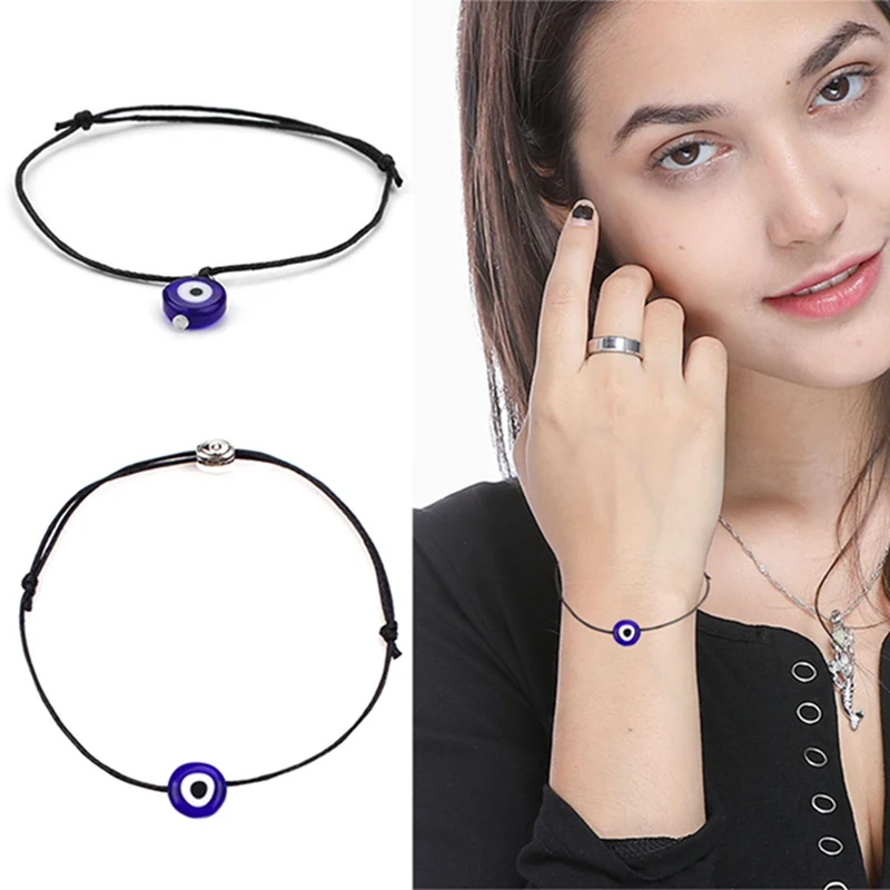 

Fashion Thin Black Red Thread Eye Bracelet String Rope Braided Bangles For Women Men Adjustable Length Good Lucky Jewelry